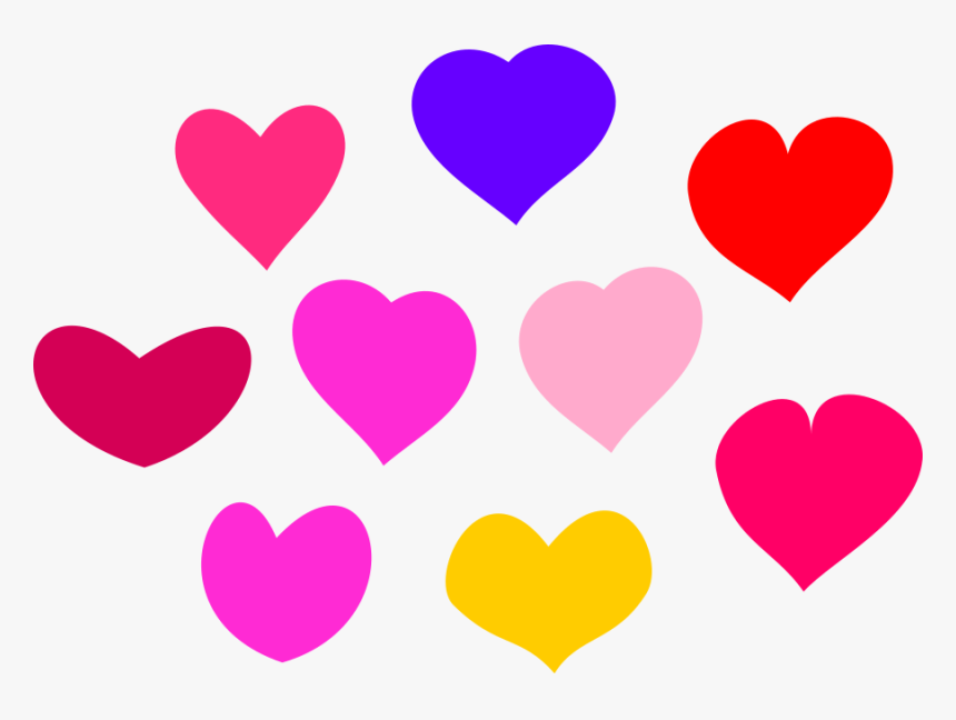 Multi colored hearts on white background