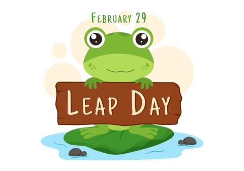 Leap Day image with frog holding sign