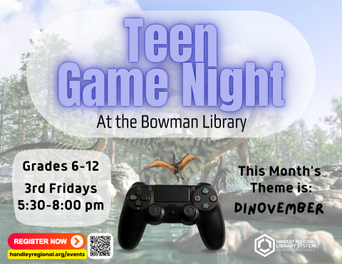 Poster Teen Game Night with Dinosaurs