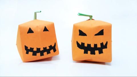 orange pumpkin made from paper