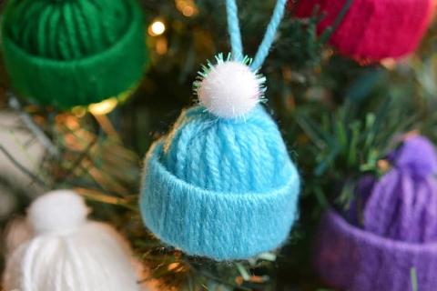 hat ornament made from yarn