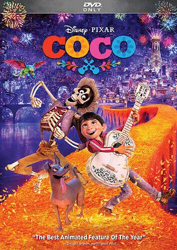 Coco DVD cover with skeleton dancing with child playing a guitar