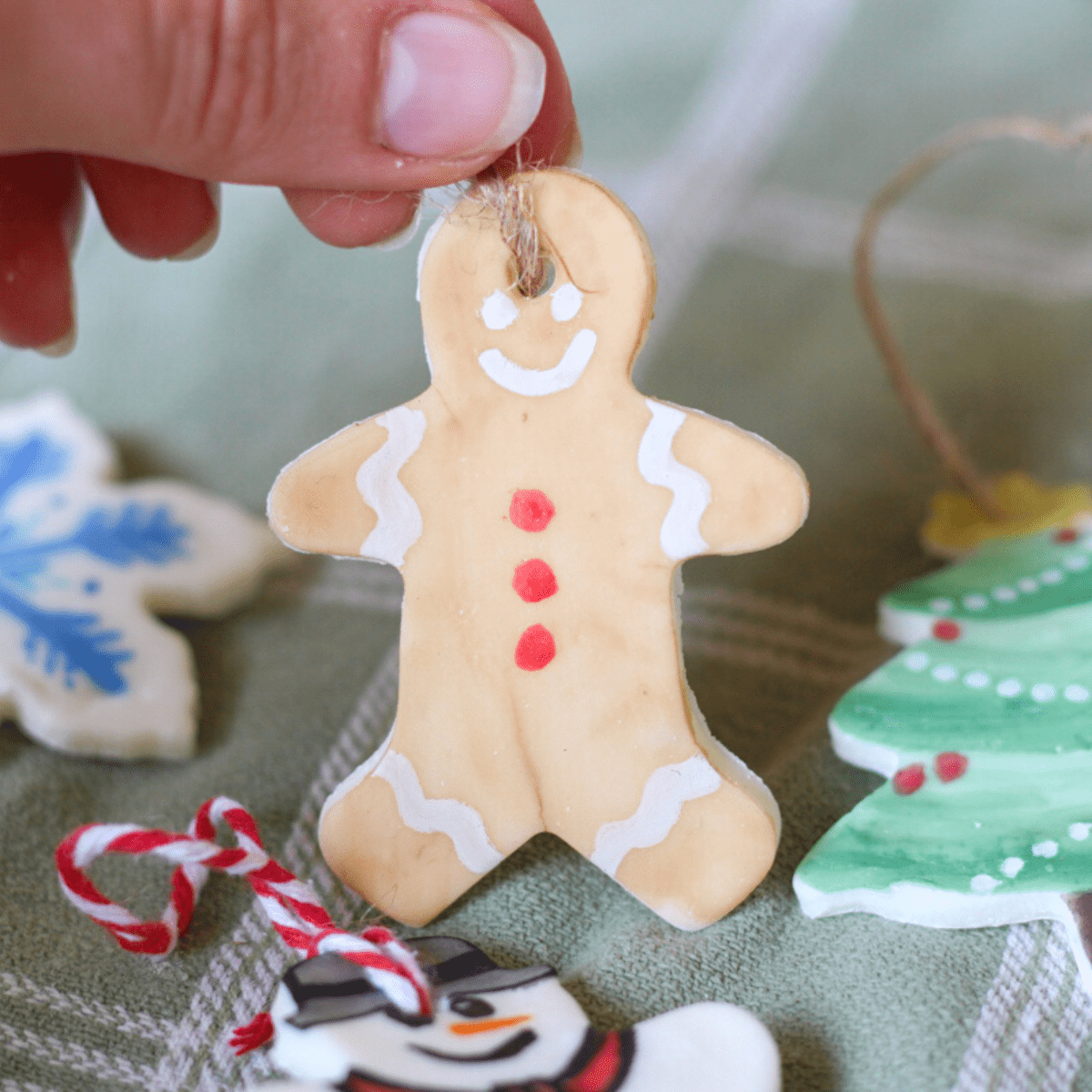 image of a gingerbread man clay ornament